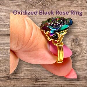 Funky Black Oxidized Rose Ring